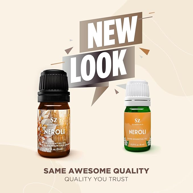 Neroli Essential Oil 100% Pure, Undiluted Oil - Extracted from The Bitter Orange Tree Blossoms - Rich & Floral Scent, with Citrusy Overtones - Therapeutic Grade & Vegan - 0.17oz (5ml)