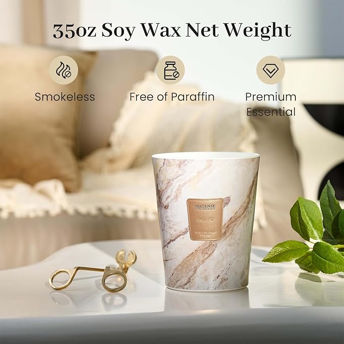 M&SENSE Extra Large Candle 35oz 150H NoirAir Scented Candle, 3 Wick Highly Scented Jar Candle, XL Candles Gift for Stress Relief, Meditation, Yoga