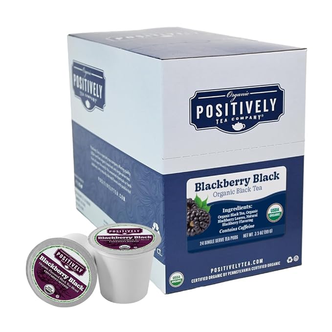 Organic Positively Tea Company, Blackberry Black Tea, K-Cup Compatible, 24 Pods