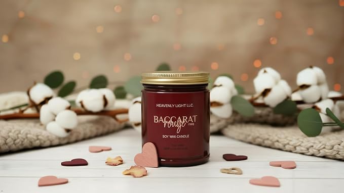 Heavenly Light LLC 100% Non-Toxic 9 oz Scented Soy Wax Candles (Baccarat Rouge (Type)