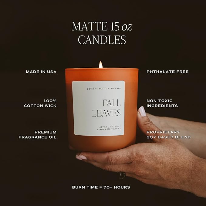 Sweet Water Decor Spooky Season Orange Scented Candle - Halloween Candles with Woods Warm Spice & Citrus Scent - 100% Cotton Wick Decorative Candles with 40 Hour Burn Time - 15oz Orange Jar Candle