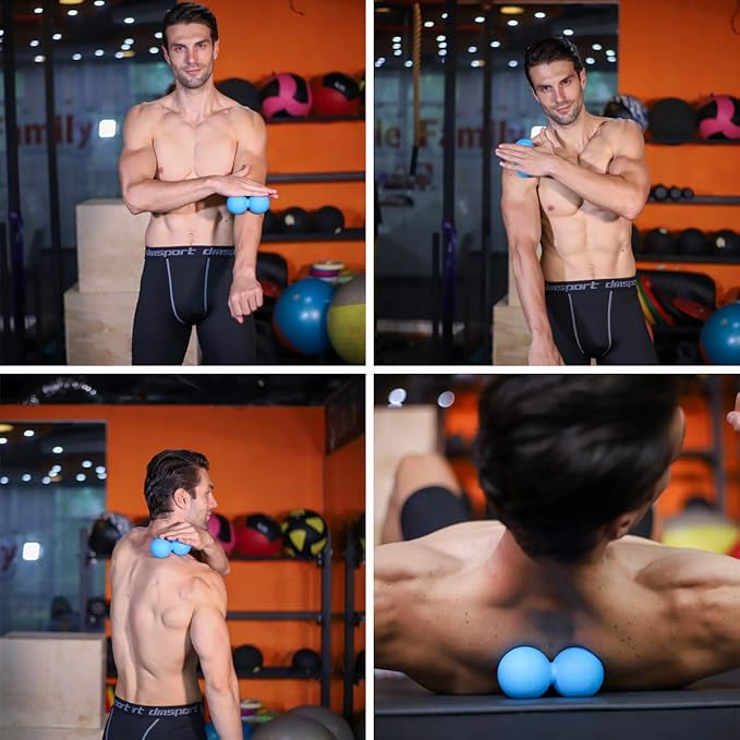 5BILLION FITNESS Peanut Massage Ball - Double Lacrosse Massage Ball & Mobility Ball for Physical Therapy - Deep Tissue Massage Tool for Myofascial Release, Muscle Relaxer, Acupoint Massage