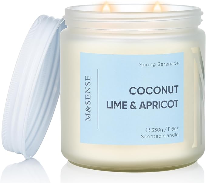M&SENSE Coconut Vanilla Scented Candle - 11.6oz Natural Soy Wax Non Toxic Candle 70-Hour Long Lasting Burn Time, 2-Wick Aromatherqapy Gifts for Home Decor & Relaxation