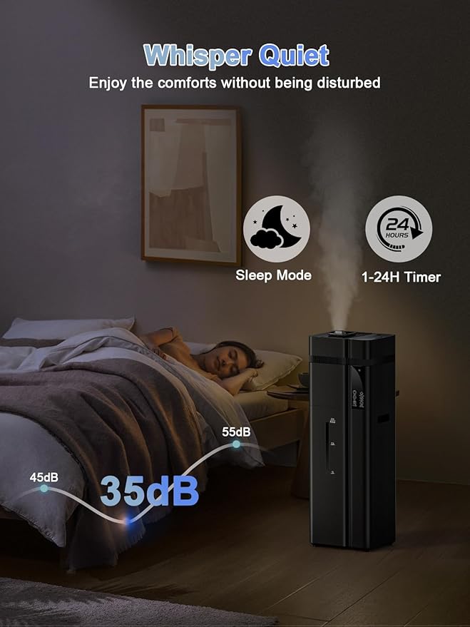 13L/3.4Gal Humidifiers for Bedroom, Ultrasonic Warm & Cool Mist Humidifier Large Room, Covers 800ft², 72H Runtime, 24H Timer, 3 Mist Modes Top Fill Quiet Humidifiers for Home, Office, Black
