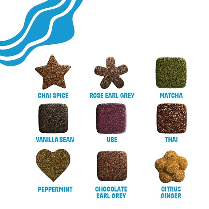 Tea Drops Gift Set | Organic Dissolvable Loose Leaf Tea | Microplastic-Free | Chai Spice Chocolate Earl Grey Citrus Ginger Rose Matcha Peppermint Ube Vanilla Bean Thai | 9 Sampler Assortment - 1 Per Flavor
