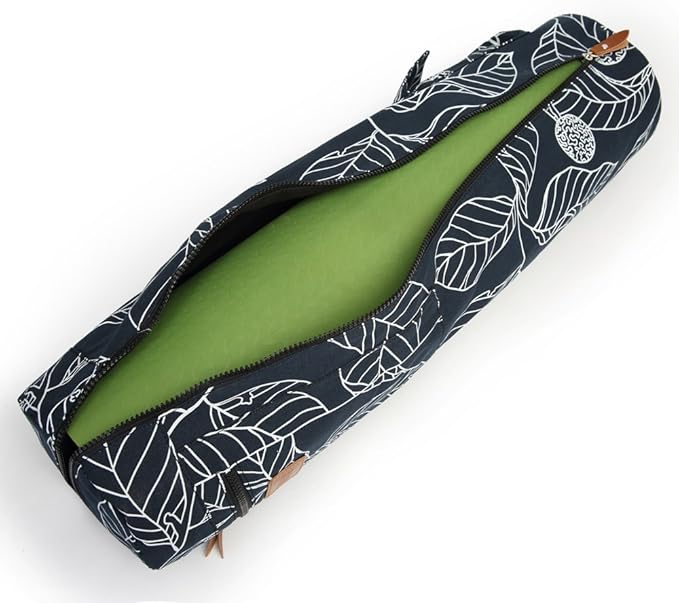ELENTURE Canvas Yoga Mat Bag with Adjustable Strap & Pockets, Full-Zip Travel Gym Tote for Women & Men, Fits 1/4" & 1/3" Thick Mats, Lightweight Carrier for Yoga, Workout, Outdoor Use