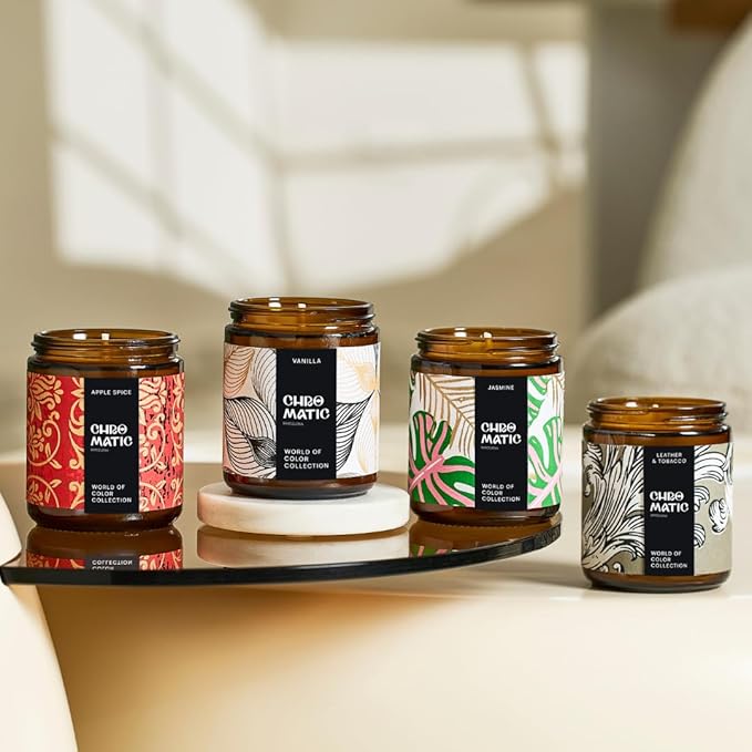 Jasmine Scented Candle for Women, 9oz Candle for Home Scented with Jasmine, 9 oz Coconut Soy Wax Candle with 50 Hour Burn Time, Hand Painted Labels.