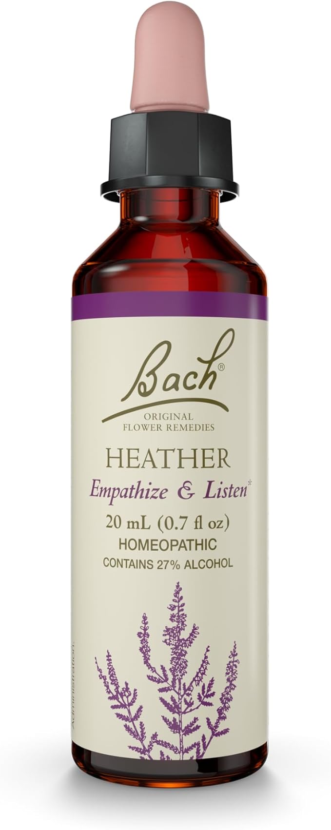 Bach Original Flower Remedies, Heather - Empathize & Listen - Natural Homeopathic Flower Essence for Emotional Balance - Vegan, Gluten Free, Sugar Free - 20mL Dropper