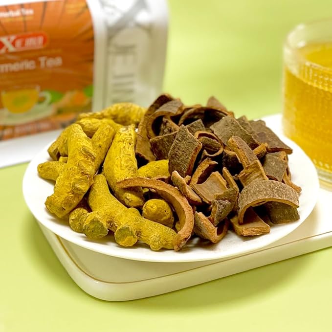 XIEJINJI Turmeric Ginger, 40 Teabags, 100% Natural Ingredients, Spicy & Smooth Flavor, Support Brain, Weight, Skin and Sleep, No Sugar, No Caffeine, No Additives, Eco-Conscious Tea Bags