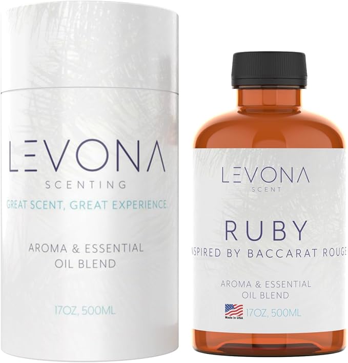 Levona Scent Essential Oil - Fresh Aroma for Home, Office, Hotel & Spa, Ideal for Humidifiers & Diffusers, Hotel Fragrance with Orange Rind & Watery Notes - 500ml / 17 fl oz, Ruby