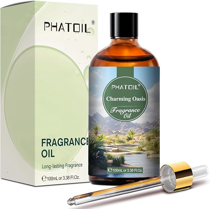 PHATOIL Charming Oasis Fragrance Oils for Aromatherapy, 3.38FL.OZ Diffuser Oils for Home, Perfect for Aromatherapy, Humidifiers, Yoga, DIY Candle and Soap Making - 100ml