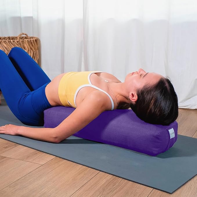 Sol Living Yoga Bolster Pillow Rectangular Meditation Cushion Cotton Meditation Accessories for Restorative Yoga Meditation Pillow Yoga Pillow Firm Body Pillow Bolster Pillow for Legs Removable Cover