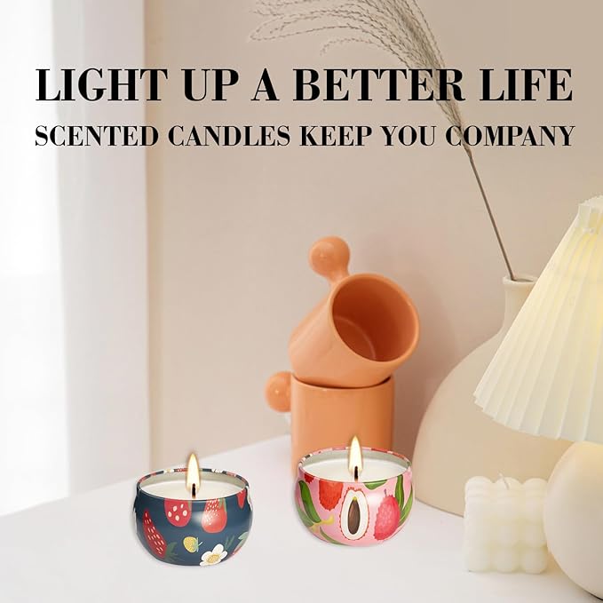 2Pack Scented Candle-2.2oz Aromatherapy Candles,Long Lasting Burn-Strawberry and Litchi Scented Candle Gifts for Man,Women,Soy Wax Candle Prefect for Home Decor, Stress Relief