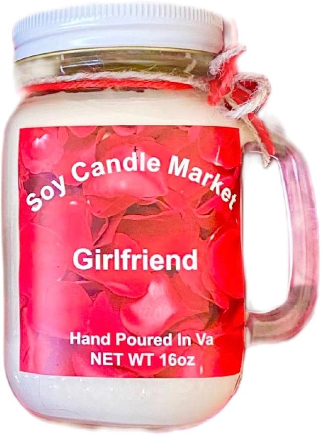 Soy Scented Candles | Handmade & Highly Aromatic Candles Burns Upto 85 Hours in Glass Jar - Perfect for Home Decor, Wedding, Birthday, Dinner (Girlfriend, 16 oz)
