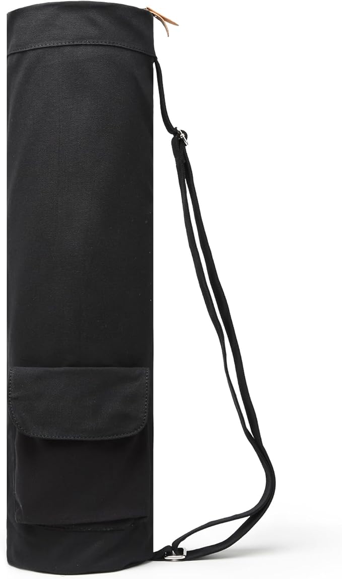 ELENTURE Canvas Yoga Mat Bag with Adjustable Strap & Pockets, Full-Zip Travel Gym Tote for Women & Men, Fits 1/4" & 1/3" Thick Mats, Lightweight Carrier for Yoga, Workout, Outdoor Use