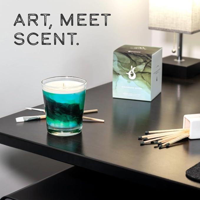 Evergreen Shore Art-Inspired Scented Candle | 10.5oz Soy Coconut Wax Blend | 60-Hour Burn | Premium Mountain Forest & Fresh Air Scent | Signature Artistic Glass Vessel | Unique Gift | Made in The USA