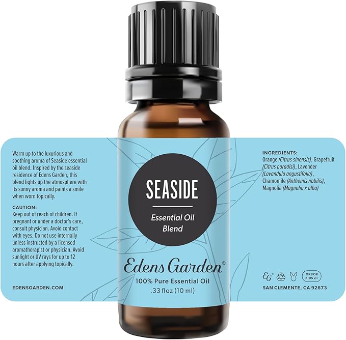 Edens Garden Seaside Essential Oil Blend- 100% Pure Premium Grade, Undiluted, Natural, Therapeutic, Aromatherapy, The Best for Diffusing, Candle, Laundry, Humidifiers 10 ml (.33 fl oz)