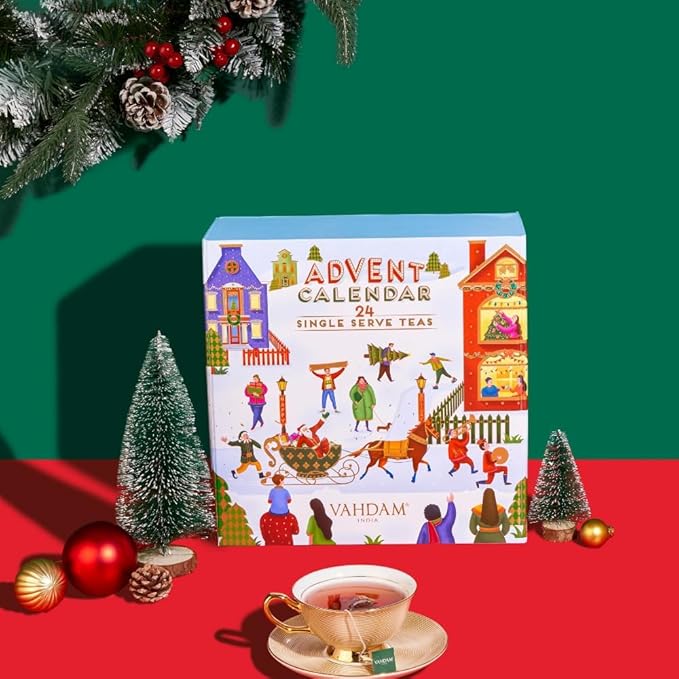 VAHDAM, Assorted New Year Tea Gift Set | Limited Edition Unique Hoilday Gift Box - 24 Flavors, 120 Individually Wrapped Pyramid Tea Bags | New Year 2026 Presents for Women, Men & Adults