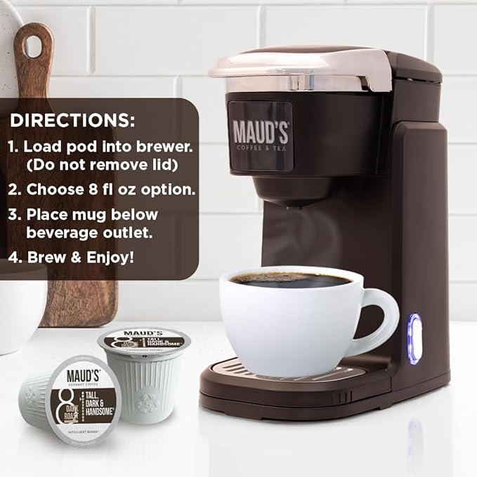 Maud's Dark Roast Coffee Pods, 100ct, Recyclable Single Serve Pods – 100% Arabica Coffee, Compatible with Keurig K Cups Maker