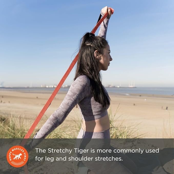 Tiger Tail The Stretchy Tiger 80” - Stretch/Yoga Strap with 10 Numbered Loops for Yoga, Physical Therapy, Pilates, & Exercise, Stretching Strap with Loop