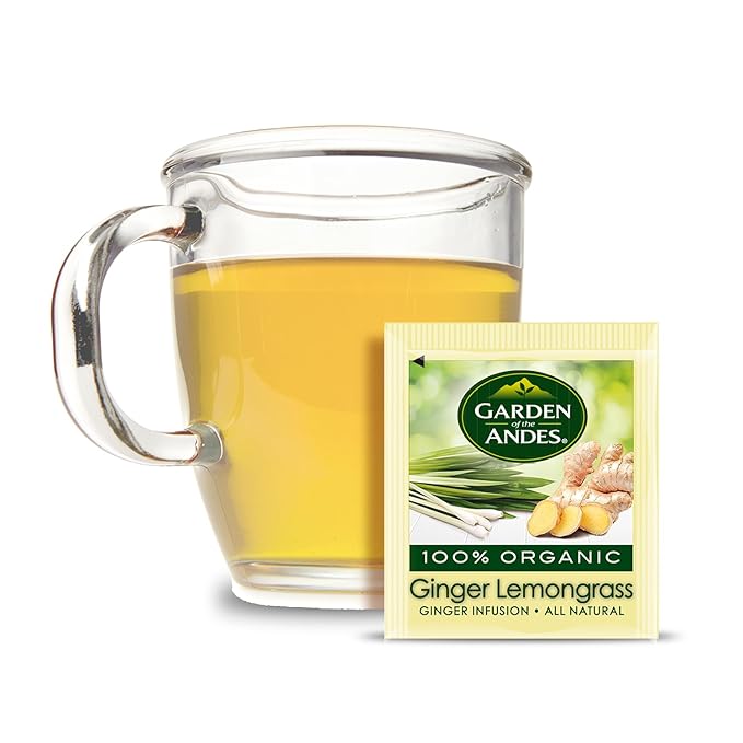 Garden of the Andes - Organic Ginger Lemongrass Tea - 20 Tea Bags/Box, Pack of 6 (120 ct.) - Caffeine-Free Herbal Infusion - Supports Digestive Wellness & Calming Comfort