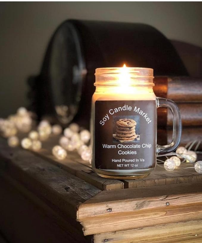 Soy Scented Candles | Handmade & Highly Aromatic Candles Burns Upto 85 Hours in Glass Jar - Perfect for Home Decor, Wedding, Birthday, Dinner (Chocolate Chip Cookies, 12 oz)