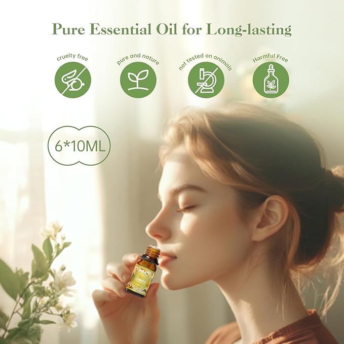 Auelife Floral Essential Oils Set - Valentines Day Gifts for Her, 6x10ml Rose, Jasmine, Lavender, Gardenia Pure Fragrance Oils for Diffuser, Candle Making, DIY Bath Bomb, Romantic Home Aromatherapy