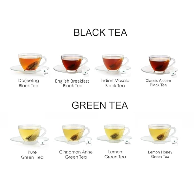 Octavius Gift's Select - Assorted Tea in Wooden Box | 6 Flavors, 120 Tea Bags | Black & Green | Tea Gifts for Women & Men | Pack of 1
