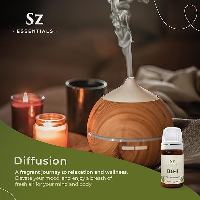 Elemi Essential Oil (Canarium Luzonicum) - 100% Pure and Undiluted - Fresh, Citrusy & Spicy Scent with Subtle Balsamic and Peppery Undertones - Therapeutic Grade & Vegan -0.17 oz (5ml)