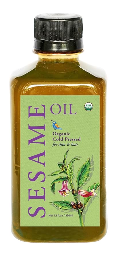 DAANA Sesame Oil for Skin: Certified USDA Organic, Extra Virgin, Cold Pressed (12 fl oz)