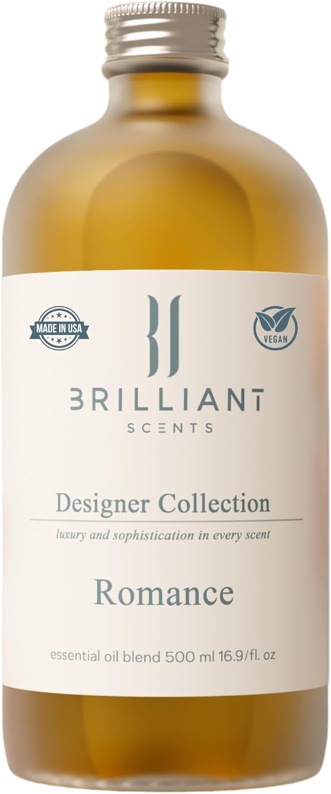 Brilliant Scents Romance Fragrance Oil 500ml - Premium Diffuser Oil for Home, Office, Hotels - Long Lasting, Plant-Based, Meets IFRA Standards, USA-Made - Saffron, Jasmine, Amber