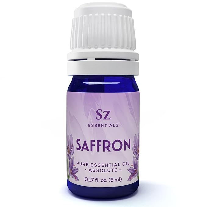 Saffron Essential Oil, 100% Pure, Extracted from Stigmas of The Saffron Flower - Spicy & Floral Scent with Earthy Overtones - Therapeutic Grade & Vegan - 0.17oz (5ml)