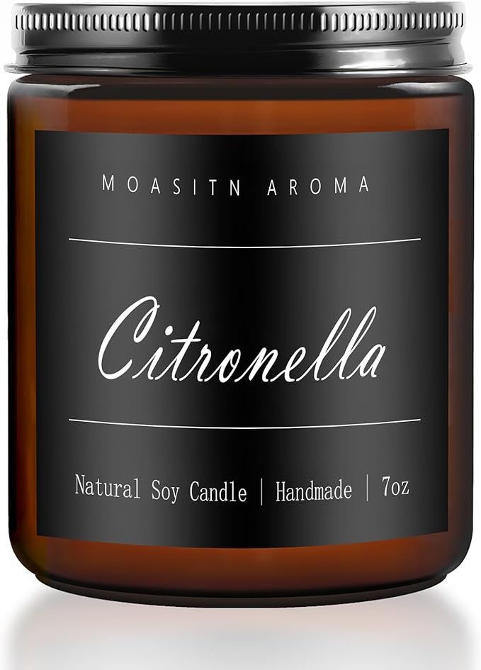 MOASITN Citronella Highly Scented Candles for Home| Natural Soy Aromatherapy Candle| Handmade Long Lasting Jar Candle| Candel Gift for Women,Men as Summer,Relaxing,Holiday Gifts| 7oz