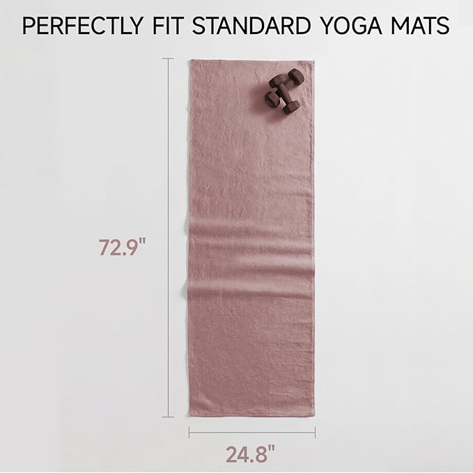 RollingBunny Yoga Mat Towel - Non-Slip Microfiber for Hot Yoga & Pilates | Super Absorbent, Lightweight & Machine Washable 72"x25" (2 Pack Pink)