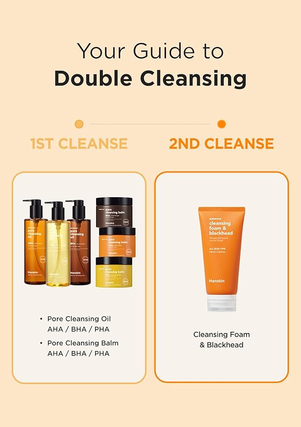 Hanskin Pore Care Duo – PHA Cleansing Oil (6.76 oz) & Cleansing Foam | Blackhead Removal, Gentle Exfoliation & Pore Care for Oily, Acne-Prone & Combination Skin | Korean Skincare Set, K-Beauty