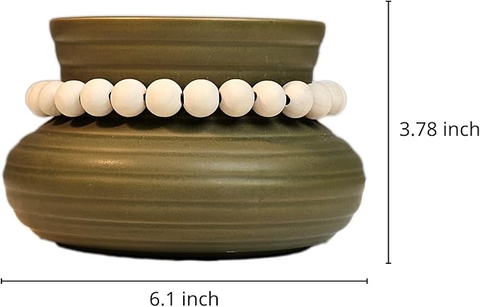 CW Studio Magnolia Juniper Scented Candle – 23oz Green Ceramic Jar with Wooden Bead Accent– 12H, Smokeless - Premium Paraffin and Palm Wax, Cotton Wick – Aromatherapy Gift for Home Relaxation