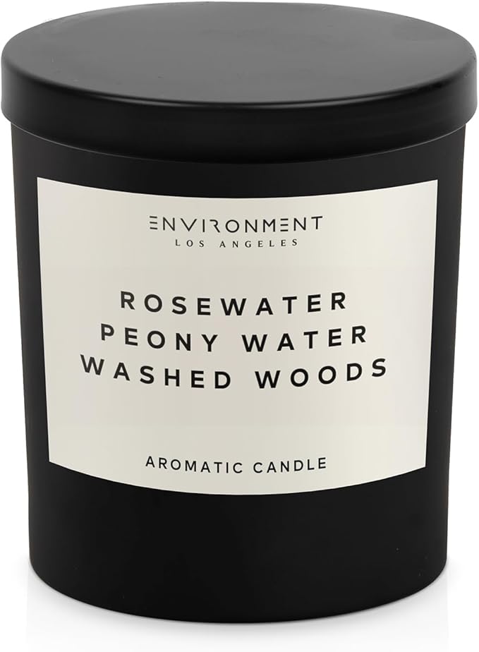 ENVIRONMENT Inspired by Designer Perfume IM L'Eau Candle, 8oz Luxury Coconut Wax Candles for Home (Rosewater | Peony Water | Washed Woods) Home Fragrance Products, 1 Wick Candle, Vegan & Cruelty-Free