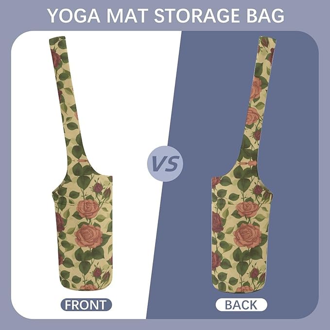 KKdskkds Vintage RoseYoga Mat Bag Large Opening Long Tote Yoga Mat with Pocket Fit Most Size Mats