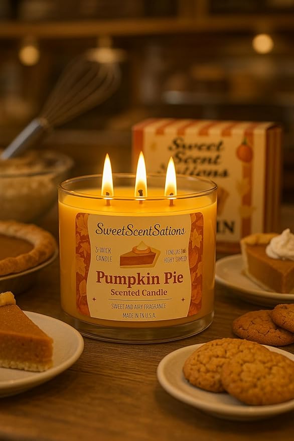 Pumpkin Pie Candle – Fall Fragrance with Pumpkin Spice Candle, Vanilla & Cinnamon | Strong Scented Candle for Home | Long Burning Autumn Fragrance for Fall Decor & Gifts