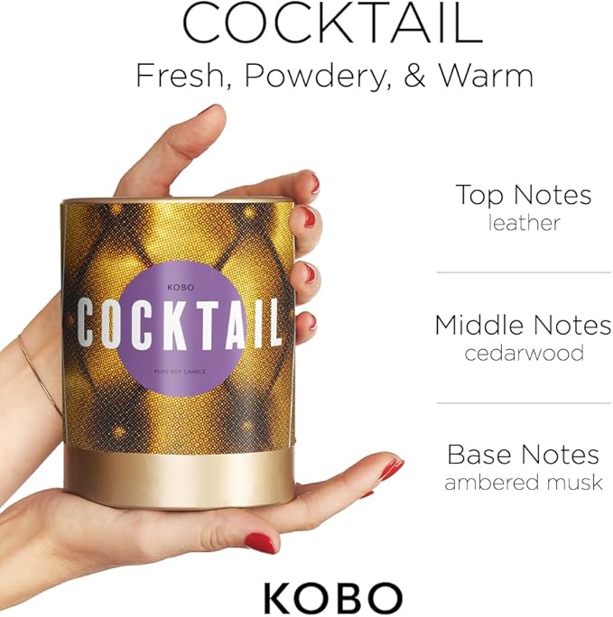KOBO Cocktail Scented Candle for Home (11 oz) – 100% Pure Soy Candle – 80-Hour Long-Lasting, Clean Burn Time – All Natural, Vegan, Non-GMO