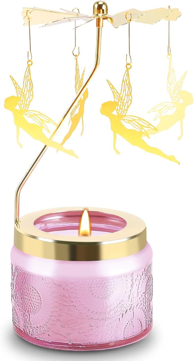 Rotatable Candle, Birthday Gifts for Women, Vanilla Cream Scented Candles Anniversary Christmas Thanksgiving, Unique Butterfly Gifts Best Girl, Friends,Mom, Pink