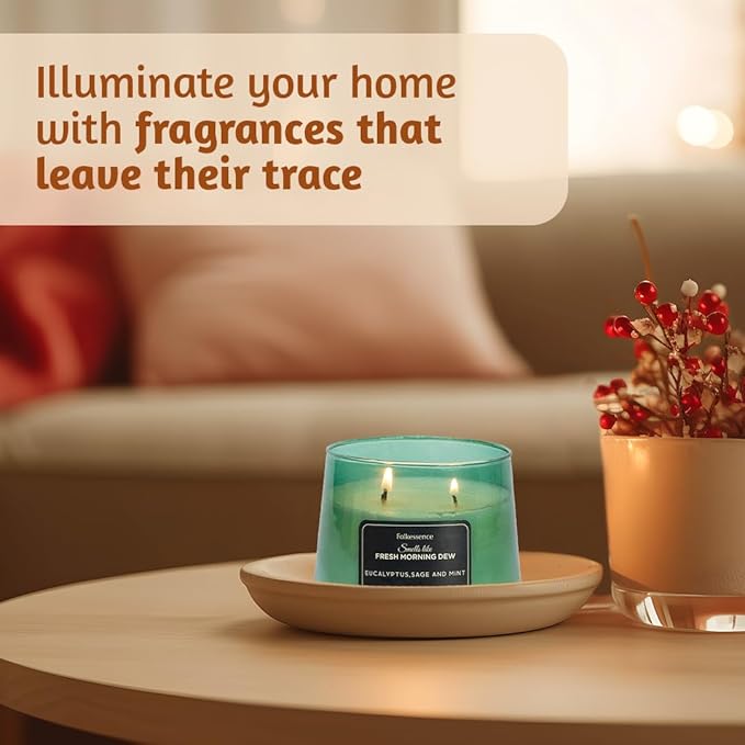 Folkulture Scented Candles – 8.8 Oz | Eucalyptus & Mint Luxury Green Jar Candles for Women, Relaxation Gifts | Stress Relief Evergreen Candle for Aromatherapy, Bath & Body Works with 30 Hrs Burntime