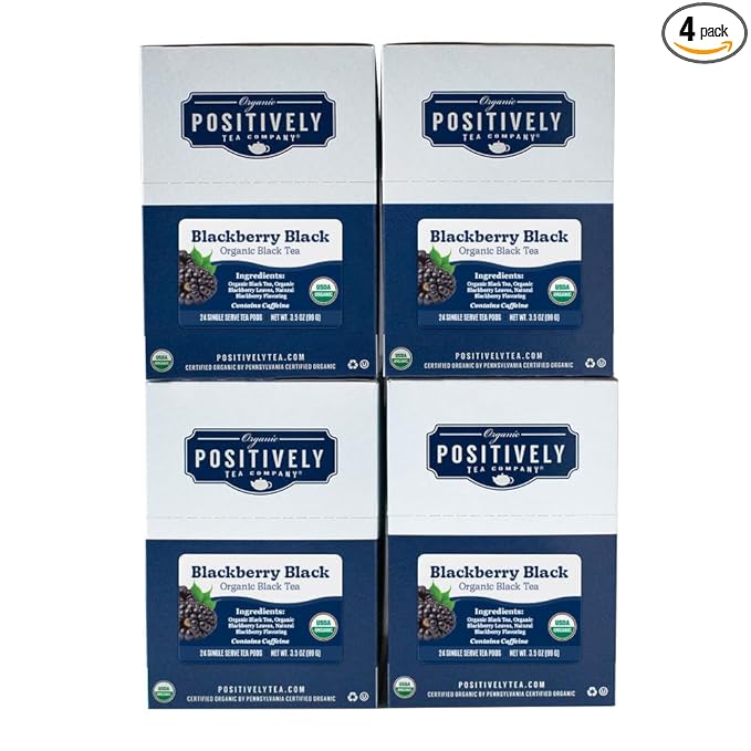 Organic Positively Tea Company, Blackberry Black Tea, K-Cup Compatible, 96 Pods