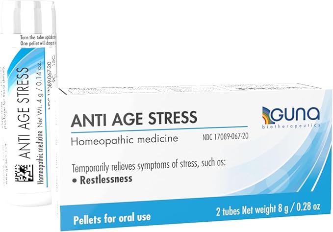 Guna Anti Age Stress Natural Homeopathic Remedy for theTemporary Relief of Symptoms of Stress, Such as restlessness. - 2 Tubes