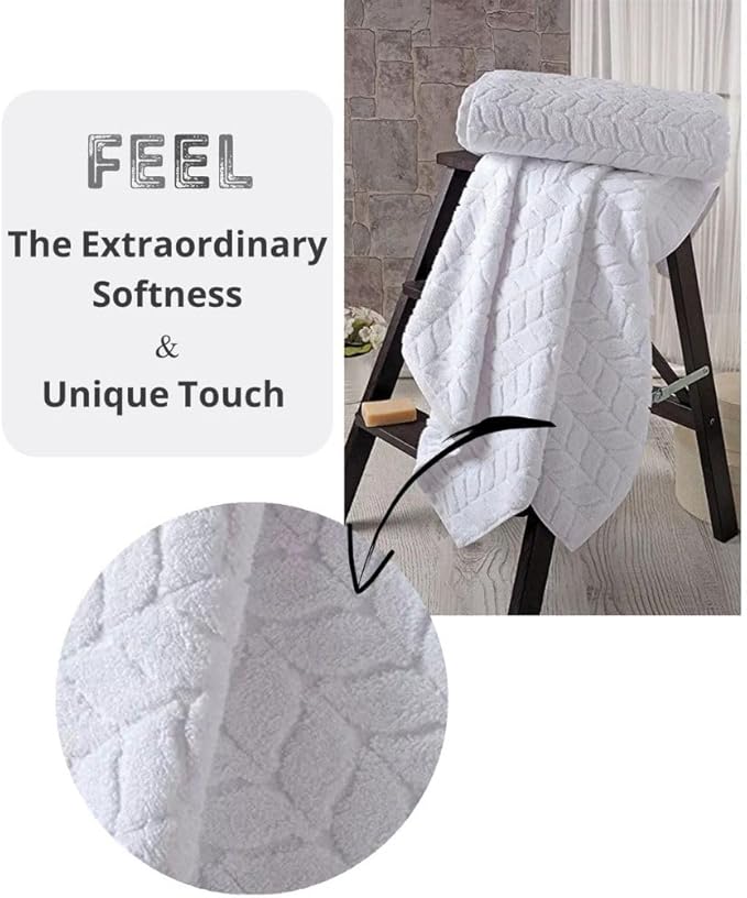 BAGNO MILANO Turkish Bath Towels, Soft Plush Jacquard Luxury Bath Towels, Quick Dry Towel Set (Charcoal, 2 pcs Bath Towel Set)