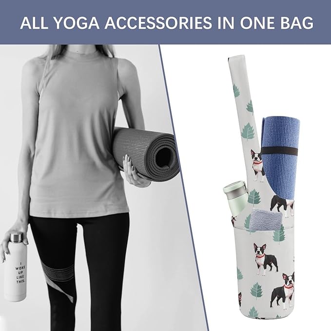 Aiyoolee Portable Yoga Mat Carrier Single Shoulder Bag with Pocket Spacious for Yoga Gym Fitness Travel