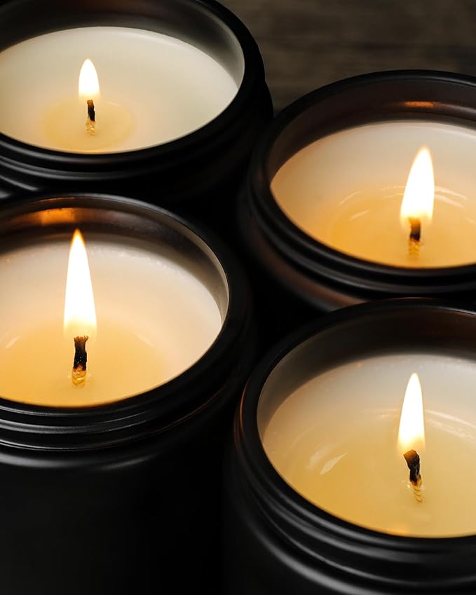 AOOVOO Scented Candles for Men - 4 Pack Candles for Home Scented, 36oz Soy Wax, 200 Hour Burn Time, Men Candle Set, Sandalwood Oud/Mahogany Teakwood/Smoke Vanilla/Jasmine Candle Set A