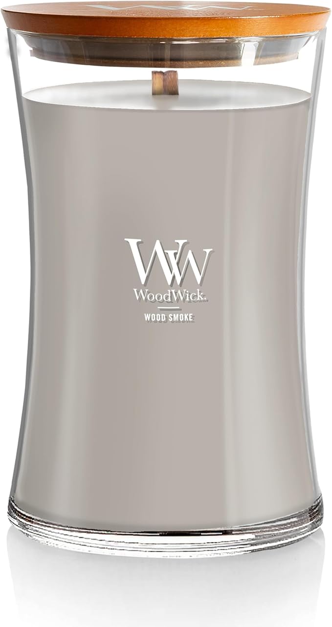 WoodWick Wood Smoke Holiday Candle Gifts for Women and Men, 21.5 oz Large Hourglass Candle with Crackling Wick