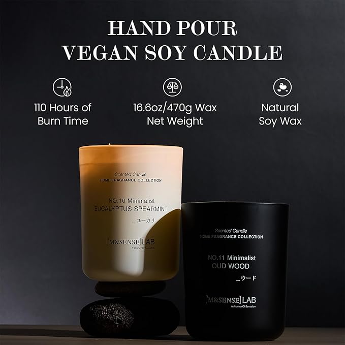 M&SENSE Natural Soy Candle| Lavender Vanilla | 5.3 oz | Minimalist Christmas Scented Candle for Relaxation, Gifting, Home Décor | for Bedroom, Office, Party Small