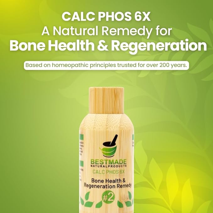 Bestmade Natural Products Calc Phos 6X, Homeopathic Cell Salt Remedy for Bone Health & Regeneration - Helps with Growth Problems, Broken Bones, Calcium Deficiency & Coldness, 350 Pellets